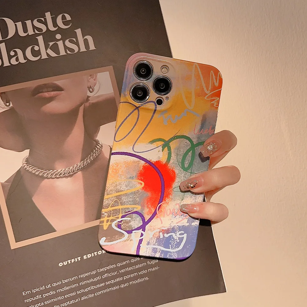 

Film spray painting graffiti Phone Case For iphone 14 13 12 11 Pro Max X XR XSMAX 7 8 Plus SE TPU Case Cover new products