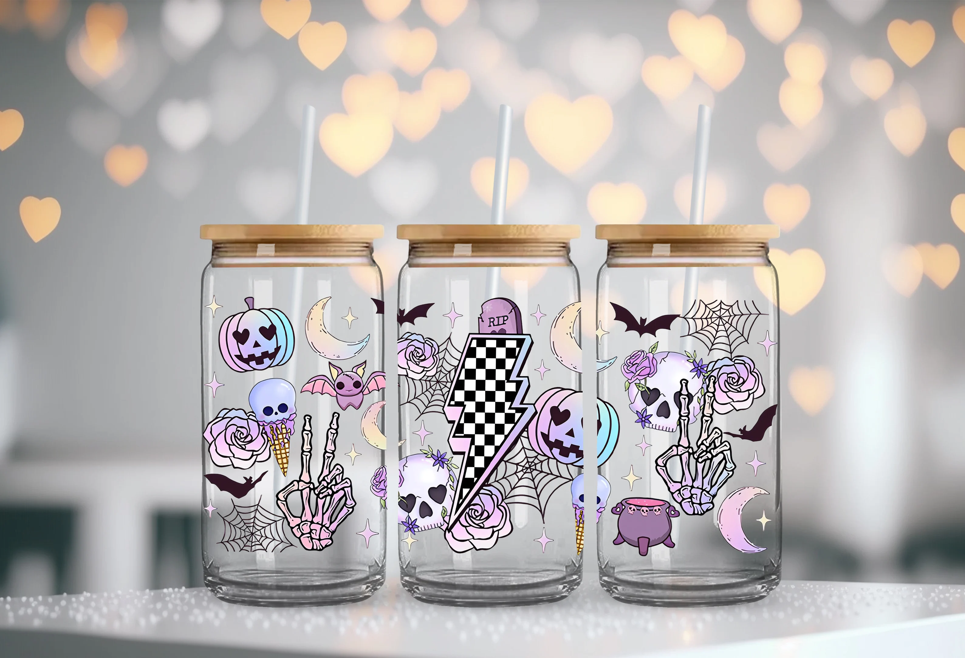 Стеклянная чашка Wrap UV DTF Life Vibes