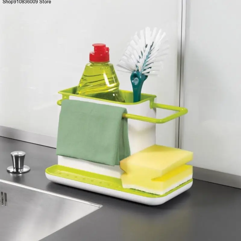 

1PC Sponge Kitchen Box Draining Rack Dish Self Draining Sink Storage Rack Kitchen Organizer Stands Utensils Towl Rack