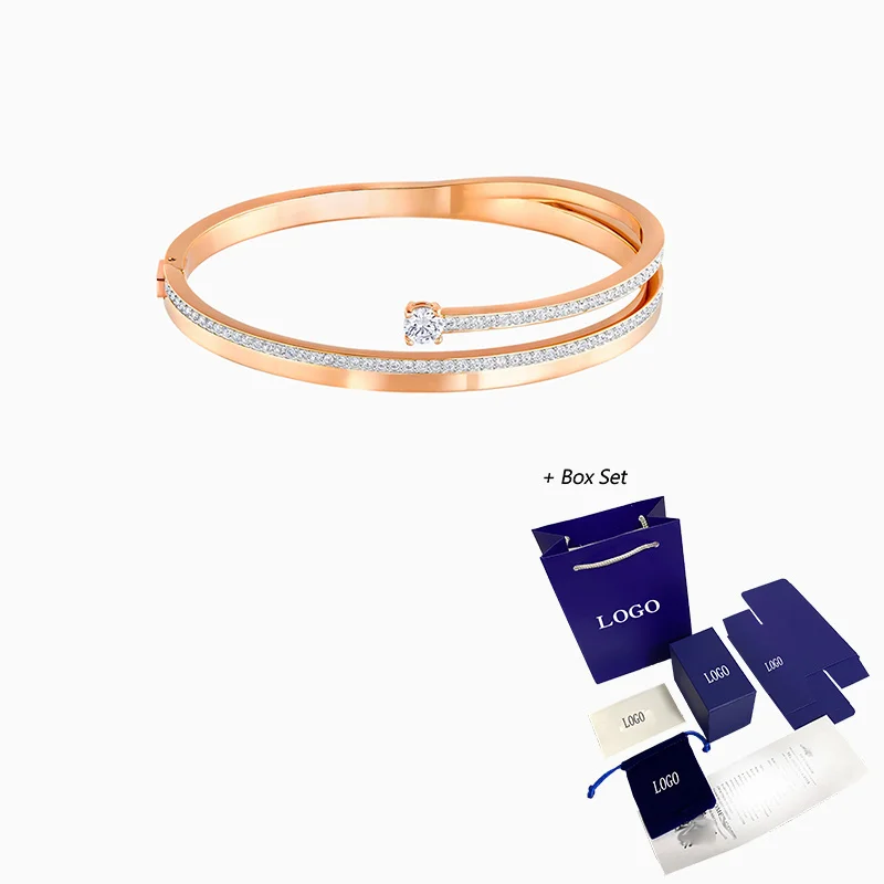 

Fashion Jewelry SWA New FRESH BANGLE Rose Gold Charming And Shiny Round Head Crystal Decoration Female Romantic Jewelry Gift