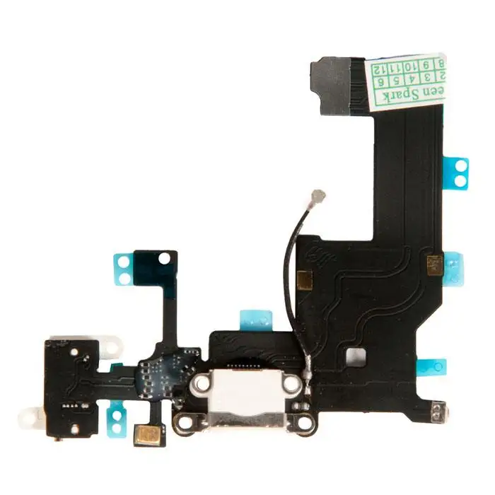 Гибкий кабель с разъемом зарядки, микрофоном, контактами гарнитуры под клавишей Home и антенной для Apple iPhone 5 черный.