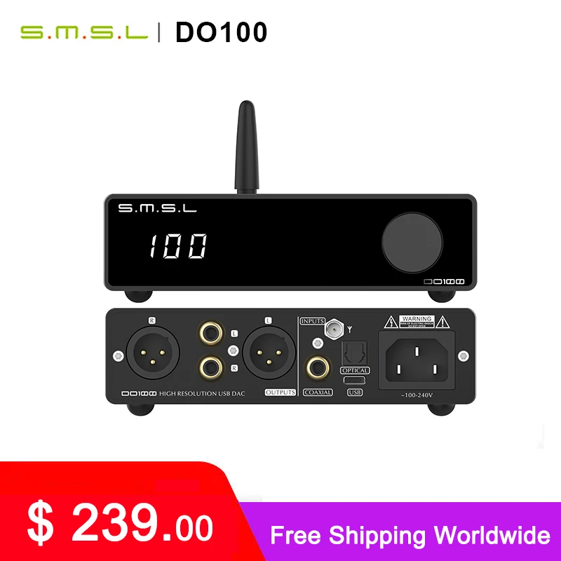 ЦАП SMSL DO100 ES9038Q2Mx2 Bluetooth 5 0 DSD512 32 бит 768 кГц OPA1612x4 сбалансированный выходной декодер с