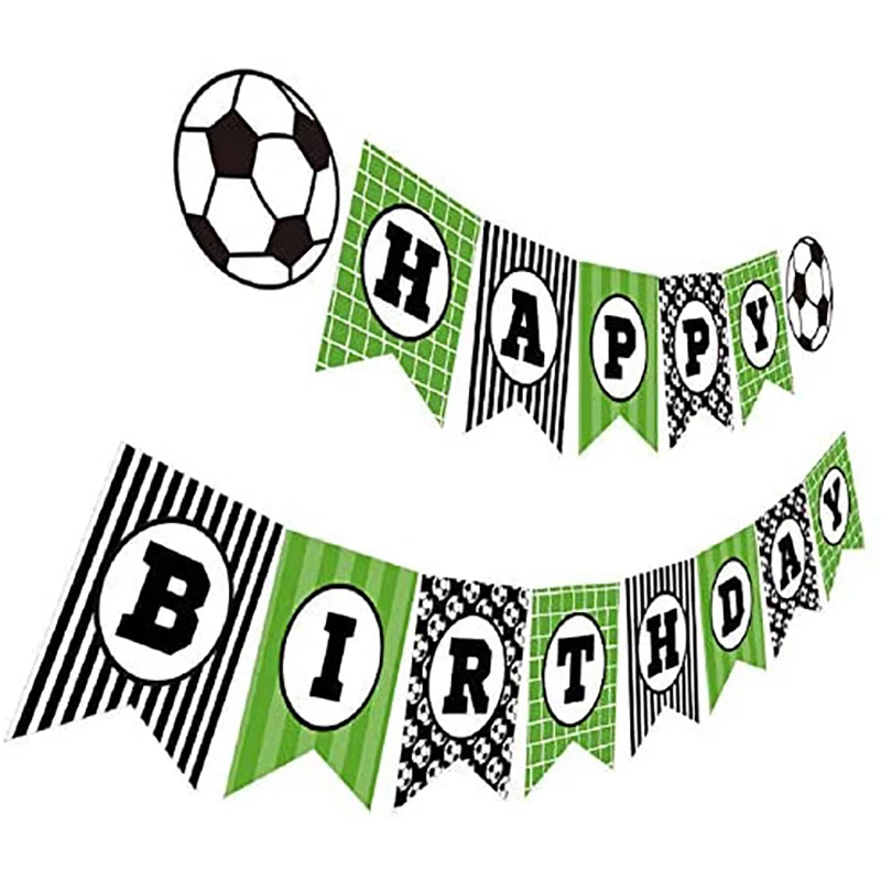

Football birthday banner, football themed Happy Bday sleeping bag suit, football party decoration