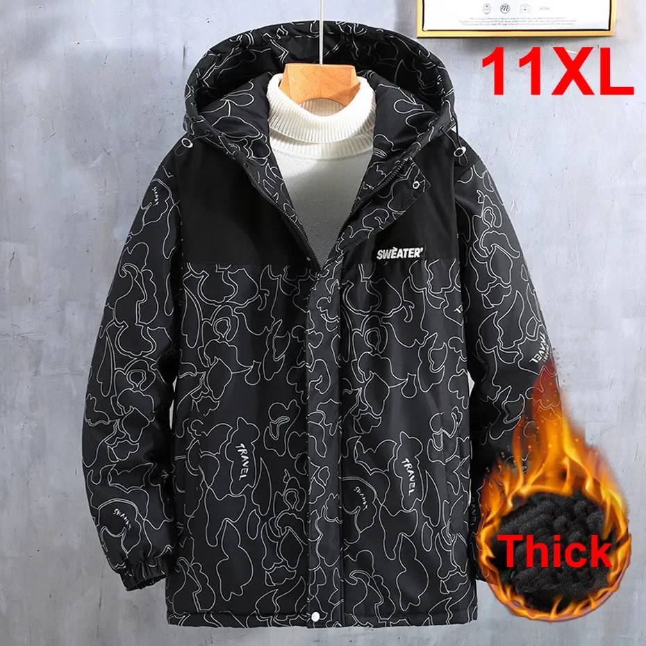 

Winter Parkas Men New Thick Warm Jacket Coat Plus Size 10XL 11XL Fashion Casual Patchwork Jacket Male Thick Windbreak Outerwear