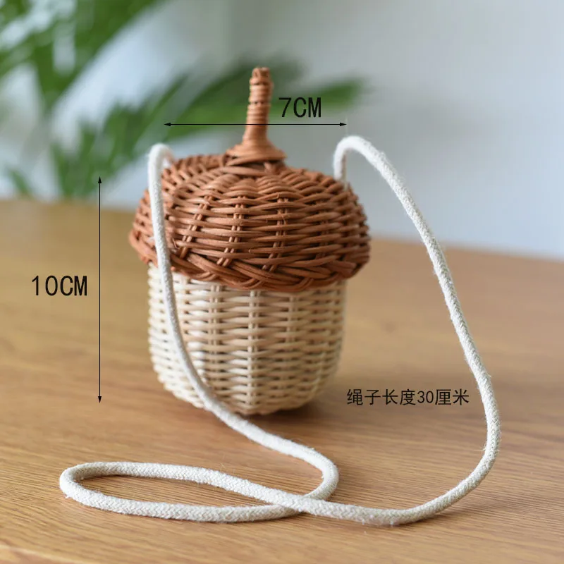 Mini Handbag Shooting Children's Props Cane Woven Basket Diagonal Woven Crossbody Bag