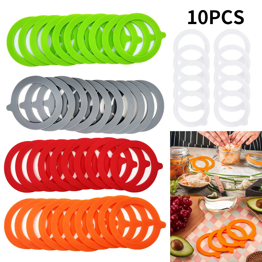 

10pcs Silicone Jar Gaskets Airtight Rubber Jars Seals Rings Leak-Proof Canning Seals For Glass Clip Top Jars Storage Containers