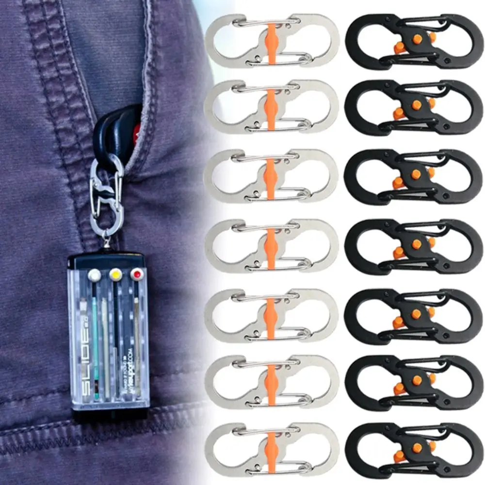 

Anti-Theft 8 Shaped Buckle With Lock Keyring Hook Camping S Type Carabiner Anti-theft Lock Mini Keychain Hook Key-Lock Hook