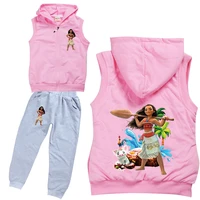 girls moana adventure hoodie kids sleeveless zipper jacket coatspants 2pcs sets toddler girls boutique outfits boys sportsuit