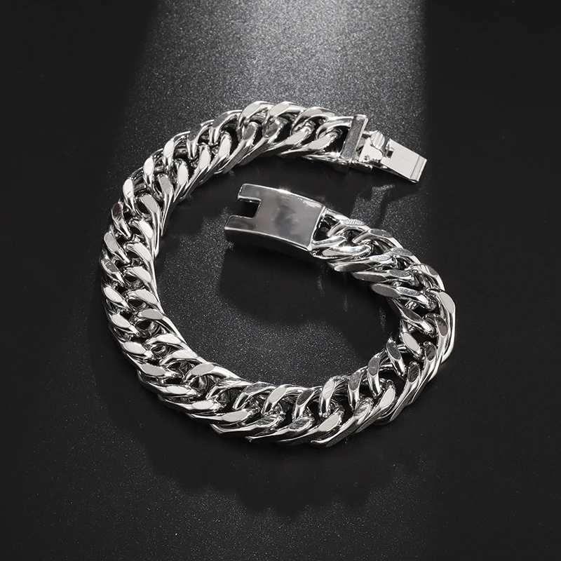 

Fashion Domineering Gold Cuban Chain Bracelet Men Hip Hop Punk Party Casual Accessories Motorcycle Gifts