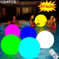 40cm led glowing beach ball light remote control 16colors waterproof inflatable floating pool light yard lawn party lamp 124pc