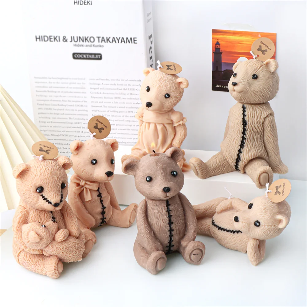 3D плюшевый мишка силиконовые формы для свечей держащие детский стежок форма