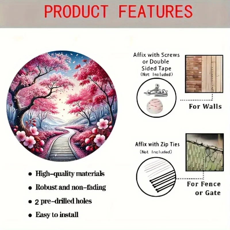 Алюминиевая Настенная картина вишневый цвет круглая 2D постер на стену 8 дюймов