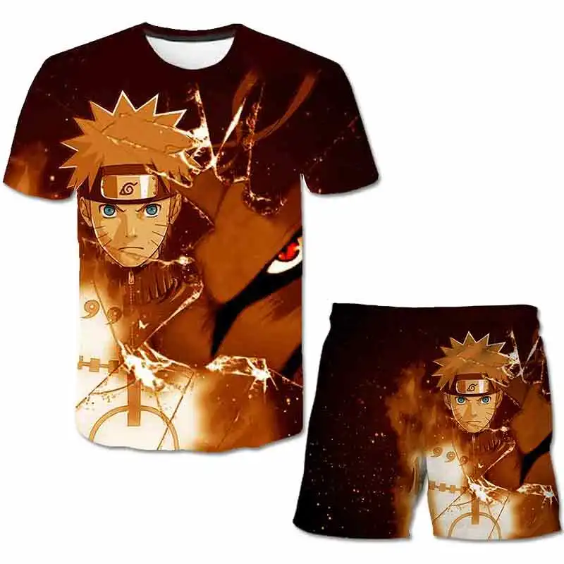 

Narutos Children Clothing Sets Summer Tshirts 2PCS Sasuke Boys Girls Short Sleeve T shirt+Pants 2pcs Suit Kids Boys Clothes New