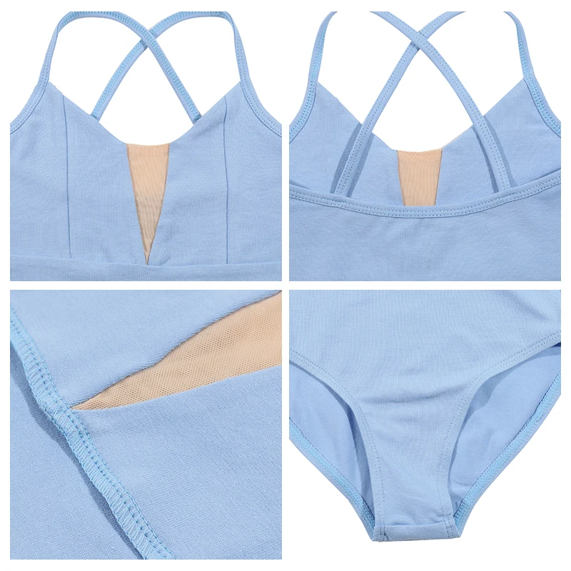 RUYBOZRY Children Ballet Leotard Tutu Dress Dancing Dancewear Strap Criss Cross Professional Dance Leotard For Girls Bodysuit