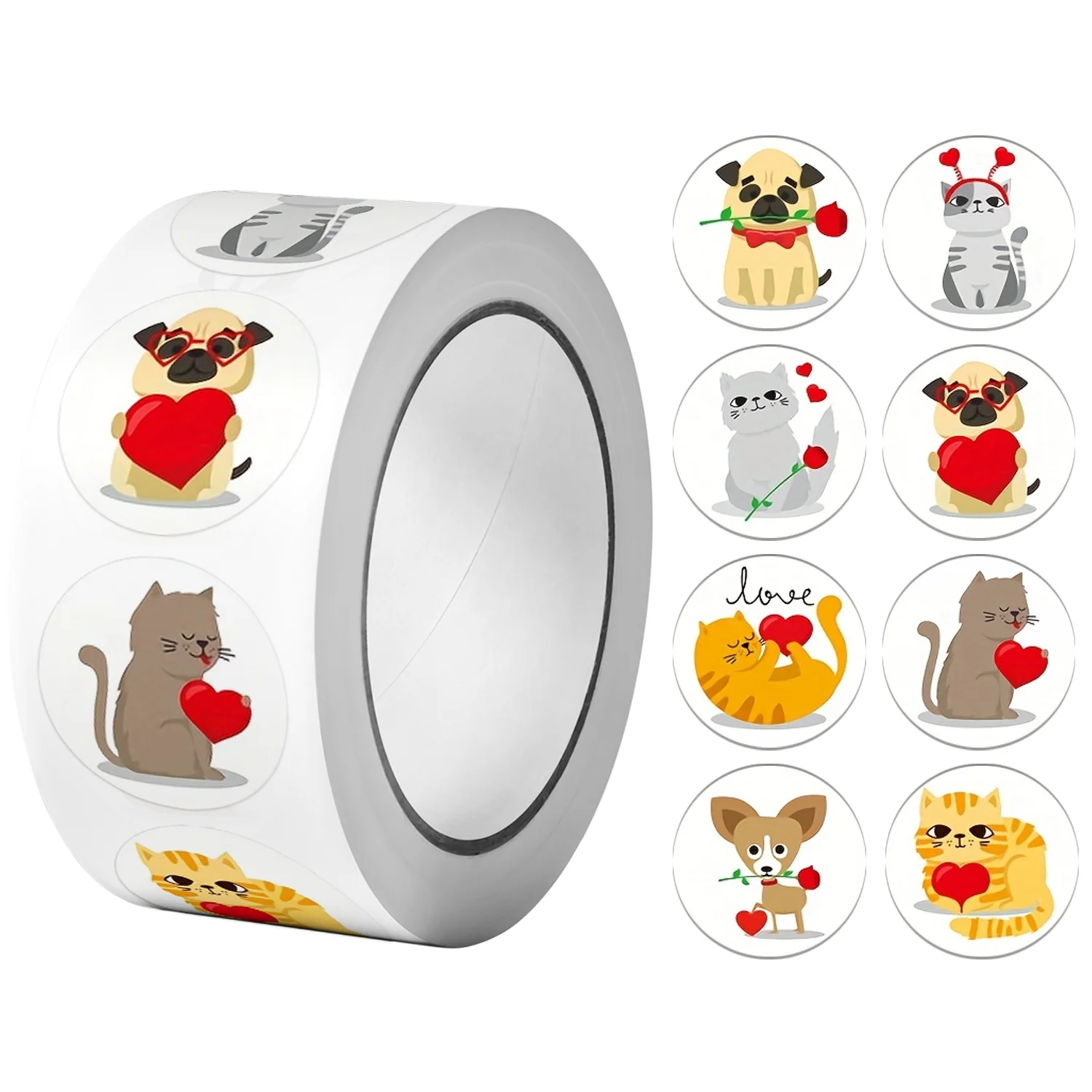 

Круглые наклейки с животными и любовью для детей 500 шт.