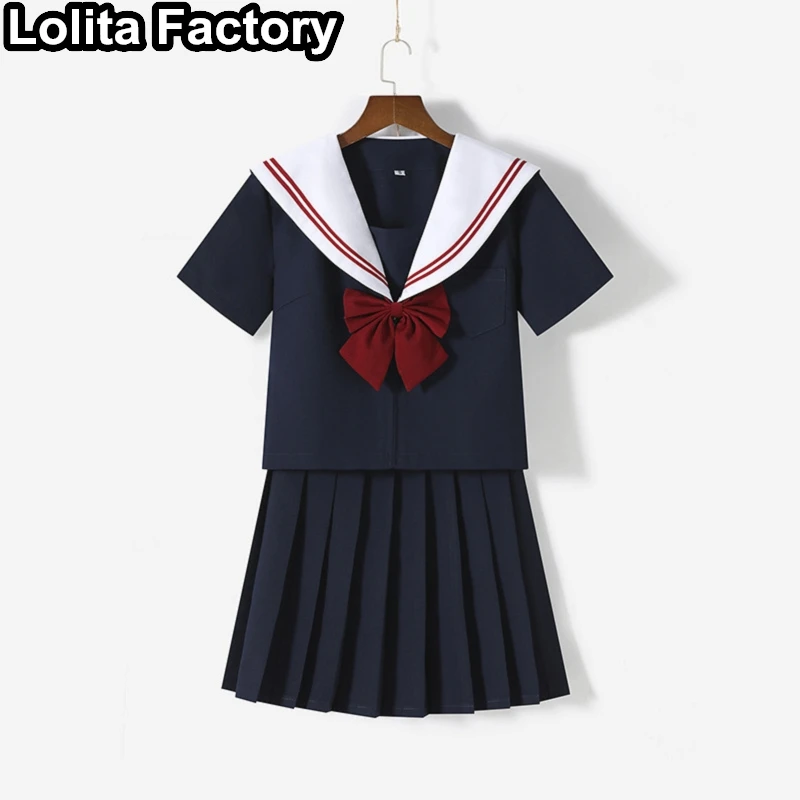 Японская женская форма JK с красным галстуком-бабочкой школьная Униформа