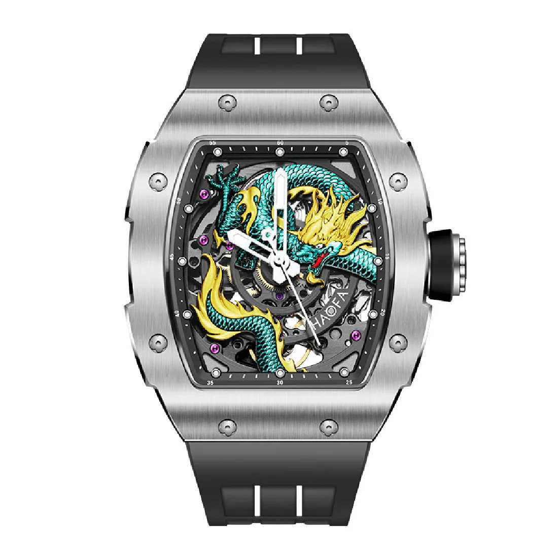 

Haofa 3D Dragon Automatic Watch For Men Sapphire Waterproof Self Winding Mechanical Mens Watch Luminous Luxury Stainless Steel
