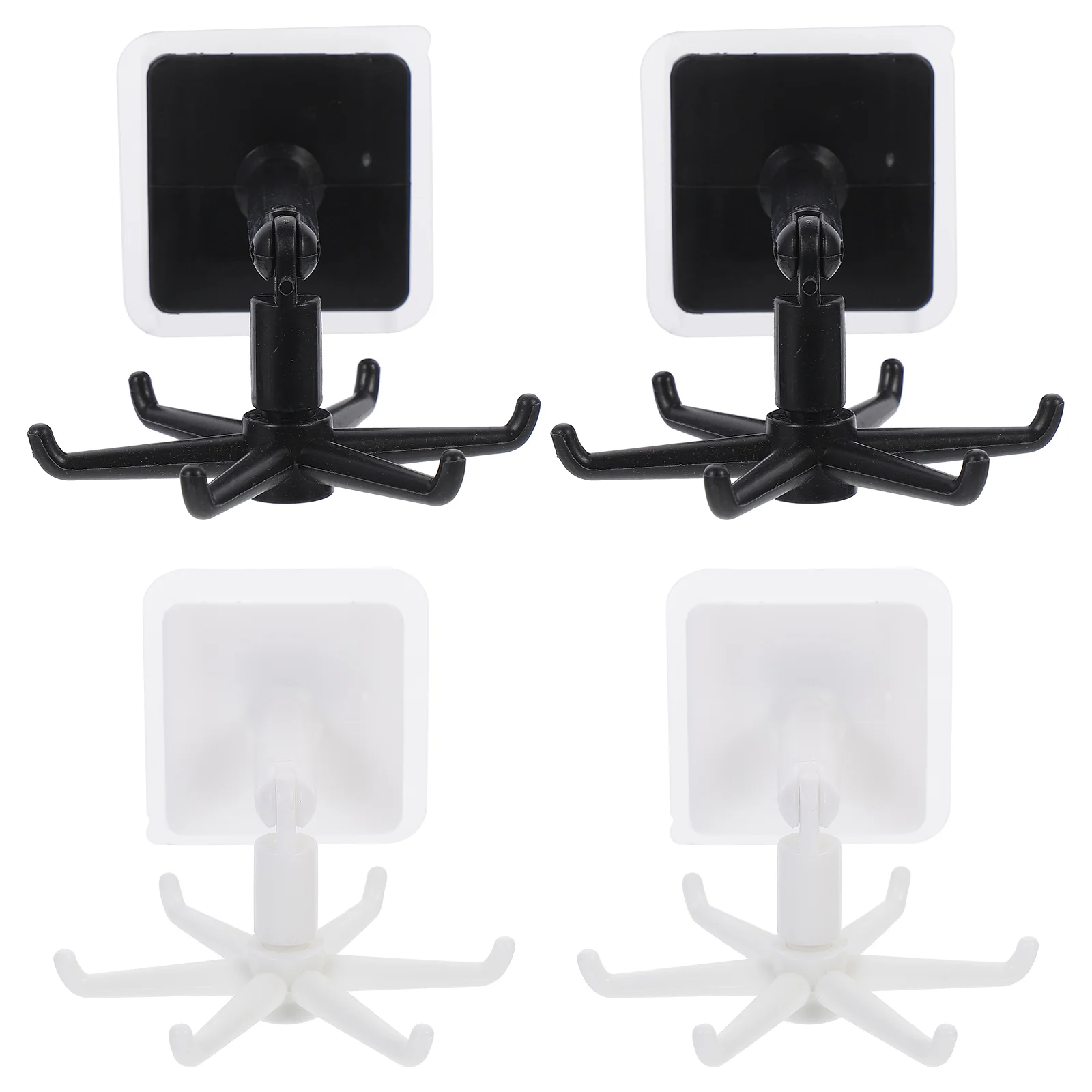 

4 Pcs Rotary Folding Sticky Hook Spatula Storage Holder Wall Mounted Clothes Rack Cutlery Kitchen Abs Hanger