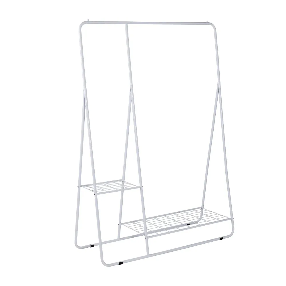 

White Clothing Rack With Shelves And Hanging Bar Hanger White Freight Free Coat Living Room Furniture Home