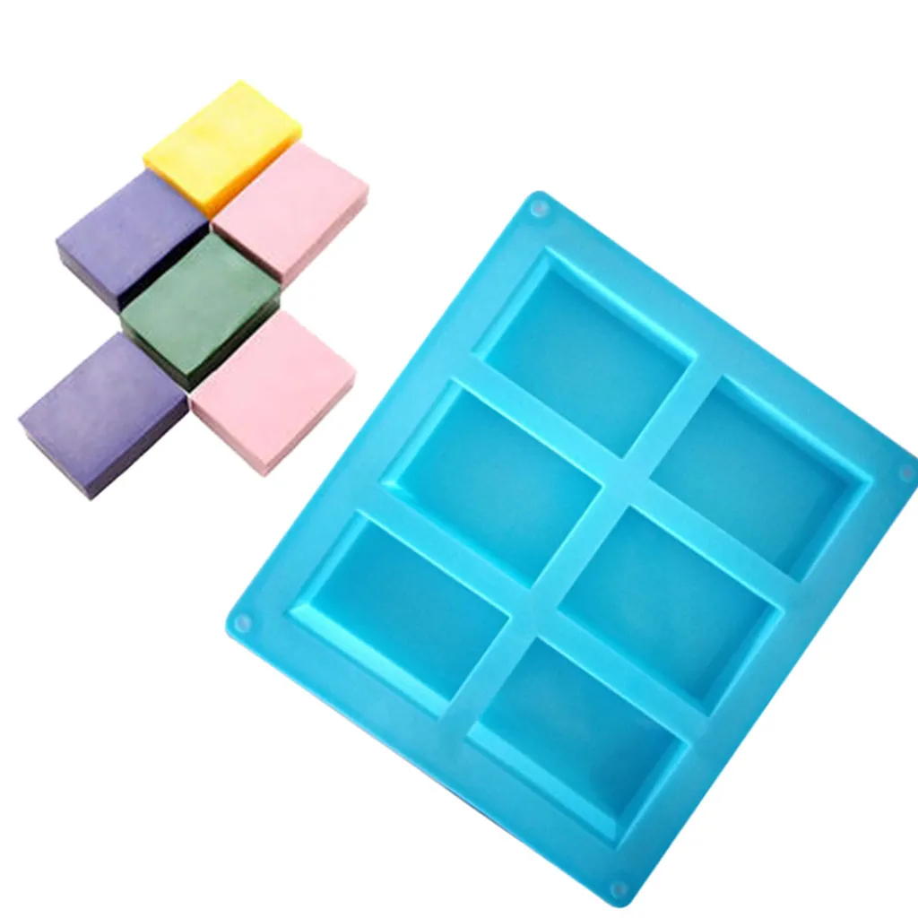 

6 Cavity Square Soap Silicone Mold DIY Making Homemade Cake Mould Rectangle DIY Handmade Soap Form Tray Mould