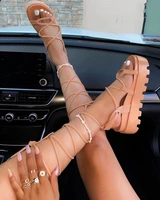 womens platform shoes 2022 summer hot lace up round toe elegant fashion height increasing cross tie ladies leisure sandals