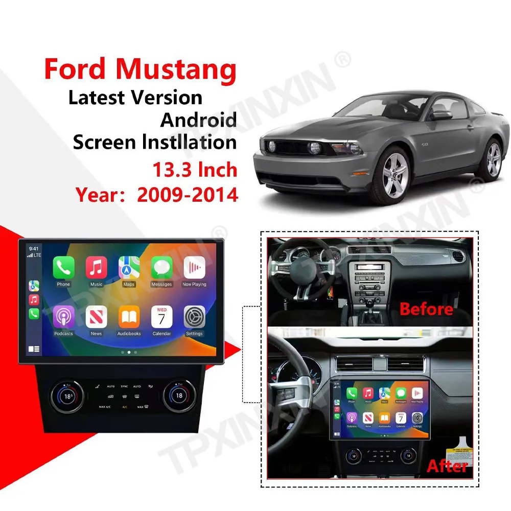 Фото Автомагнитола 2DIN, 13,3 дюйма, для Ford Mustang 2009-2014, Anroid 12, радио, навигация, GPS, стерео, Автомобильный мультимедийный плеер для Carplay №1