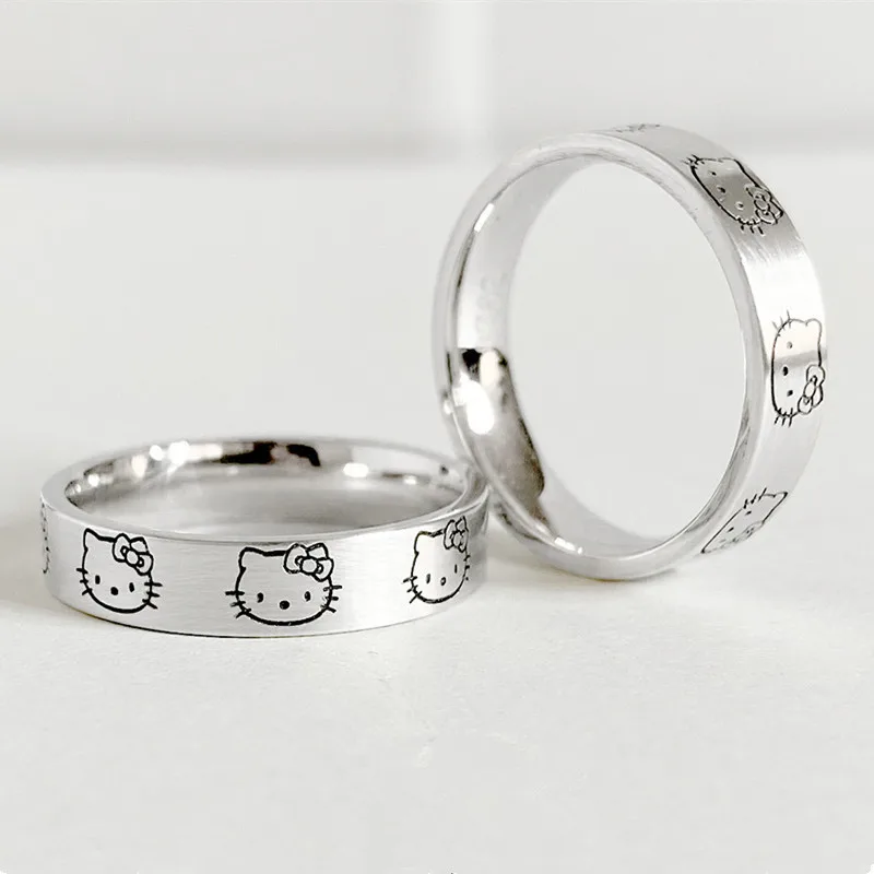 

Kawaii Cat Adjustable Opening Ring Cartoon Head Pattern Couple Rings Girlfriend Gift Jewelry Ring
