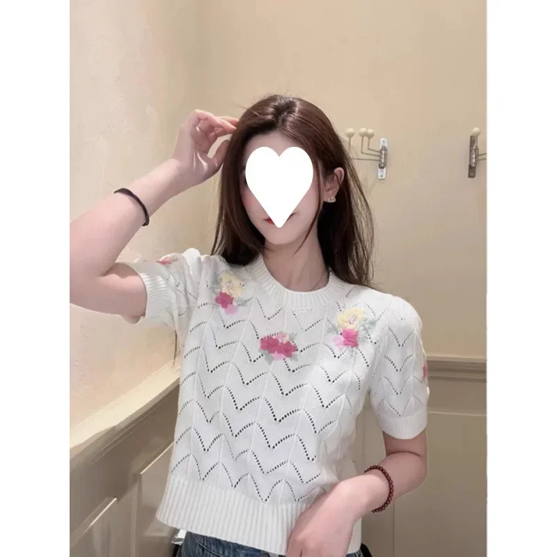 Прозрачный холодновязаный Топ NicheDesign Sensibility во французском стиле Женский пуловер