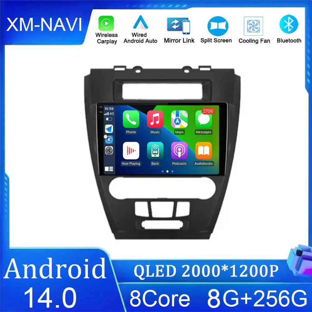 Автомобильный радиоприемник Android 14 для Ford Fusion Mondeo Mustang 2009 - 2012 QLED мультимедийные