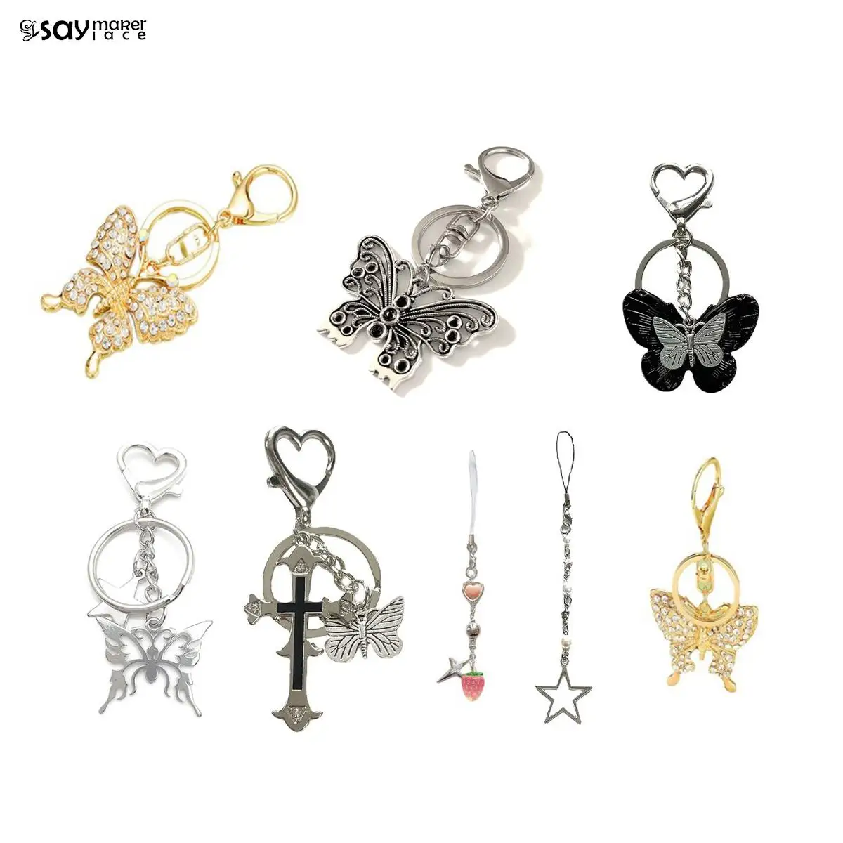 

1PCS Vintage Cross Butterfly Phone Charms KeyChains Bag Car Pendant Gifts Jewelry Accessories Fashion Crafts