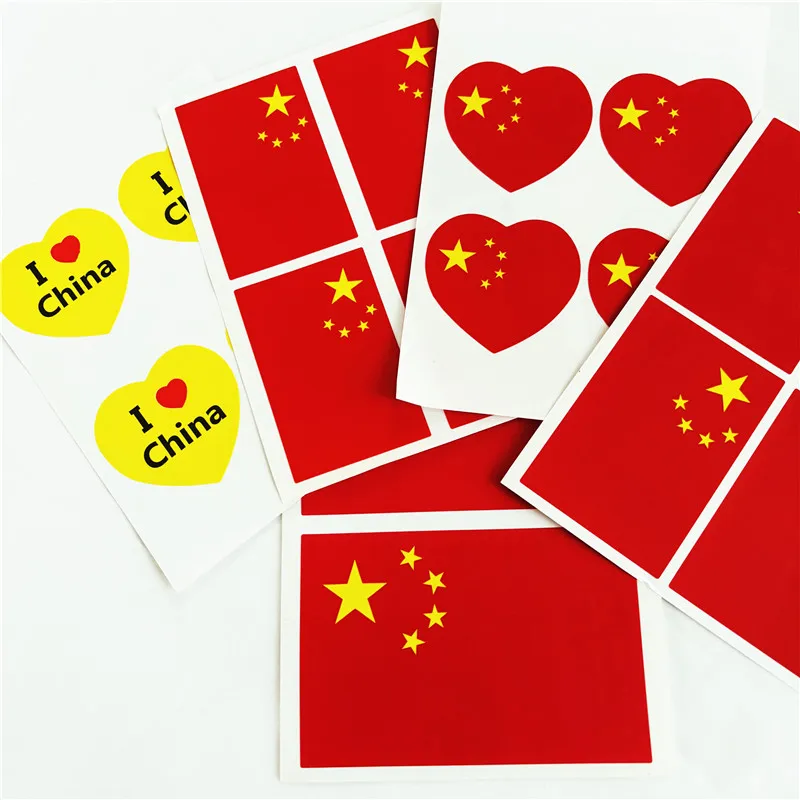 Оптовая продажа смешанные наклейки с китайским национальным флагом 100