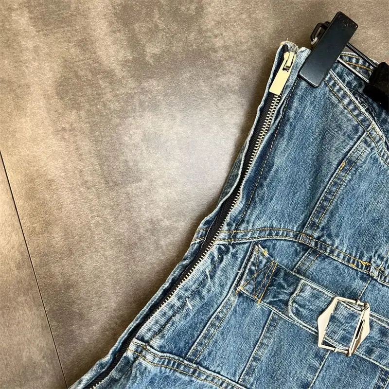 ZCSMLL Strapless Denim Jumpsuit Women's 2022 Spring New Korean Fashion Waist Closing Temperament Female Wide Leg Pants Trend