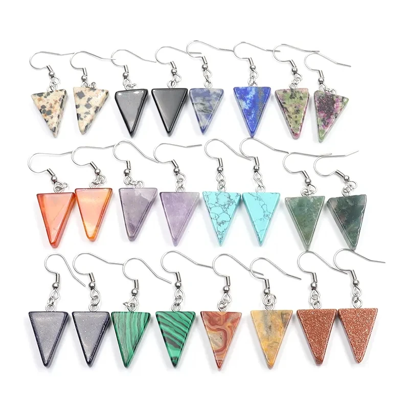 

Wholesale Natural Crystal Healing Stone Gemstones Triangle Crystal Crafts Earrings DIY Jewelry Making for Women