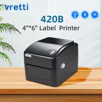 vretti 420b shipping label printer thermal printer high speed usb bluetooth wifi port wireless thermal paper label holder