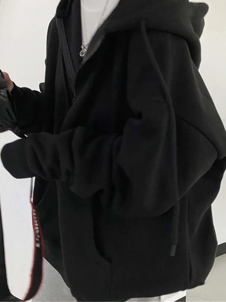 Женские толстовки Harajuku корейская версия свободные винтажные однотонные с