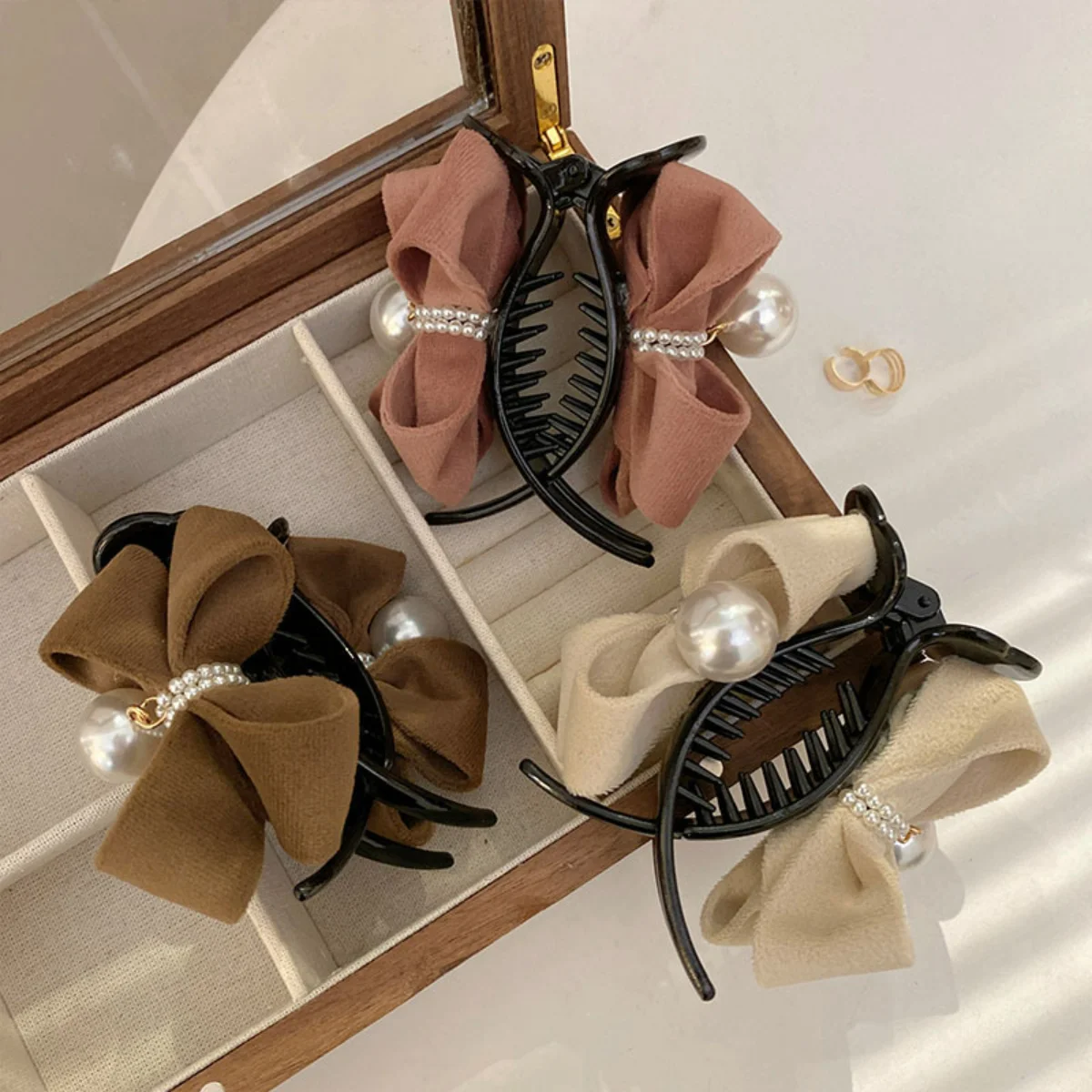 New Romantic New Bow Pearl Hairpins for Women Korean Elegant