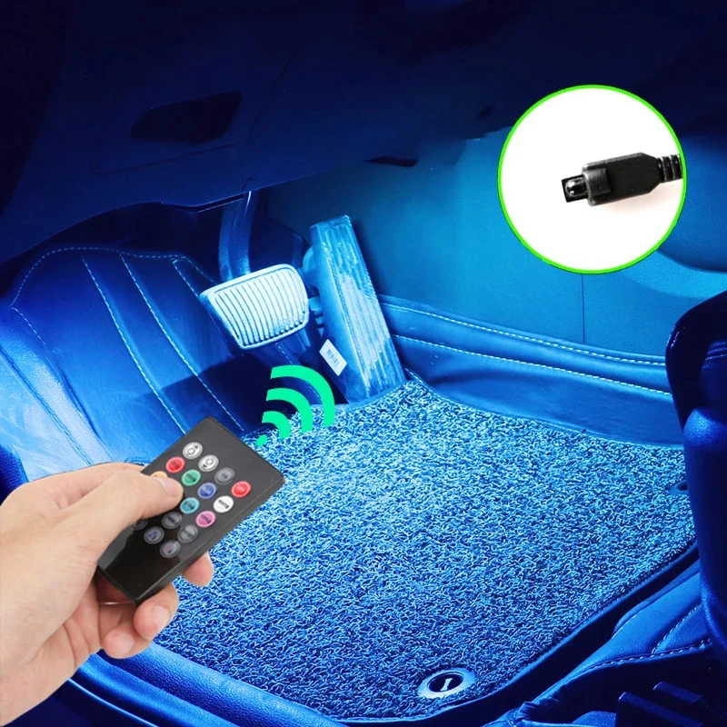 

Led Car Foot Ambient Light With USB Cigarette Lighter Backlight Music Control App RGB Auto Interior Decorative Atmosphere Lamp