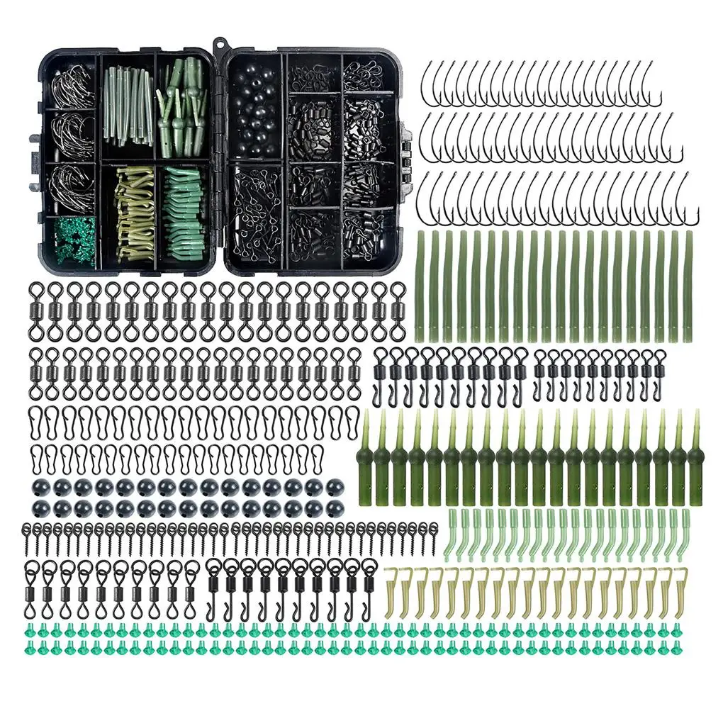 

420 Pieces Set Fish Hook Adults Portable Lake Fishing Tackles Assorted Kit
