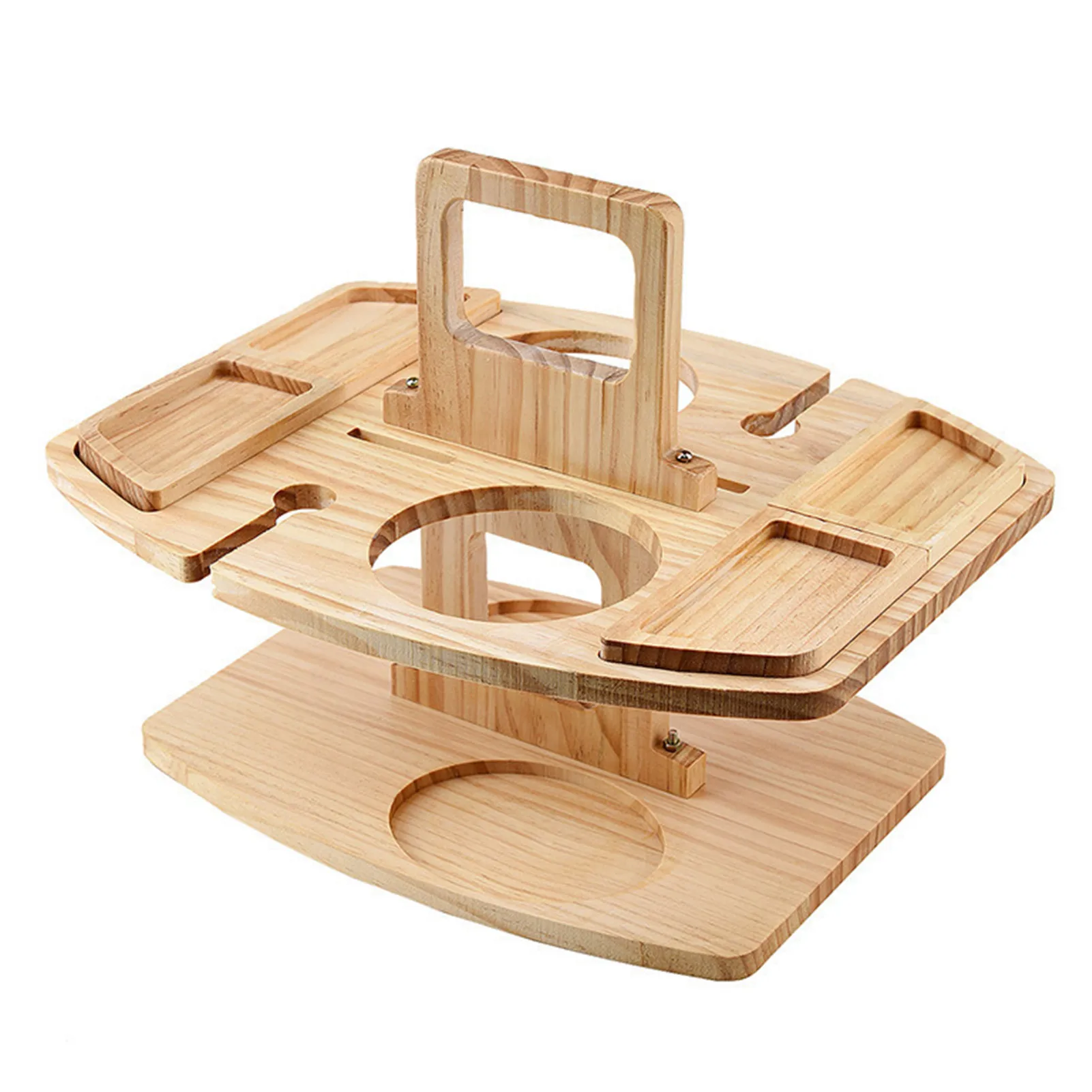 

Portable Wine Picnic Table Wooden Folding Picnic Table With 2 Wine Glasses Holder Outdoor Beach Bar Table Snack And Cheese Tray