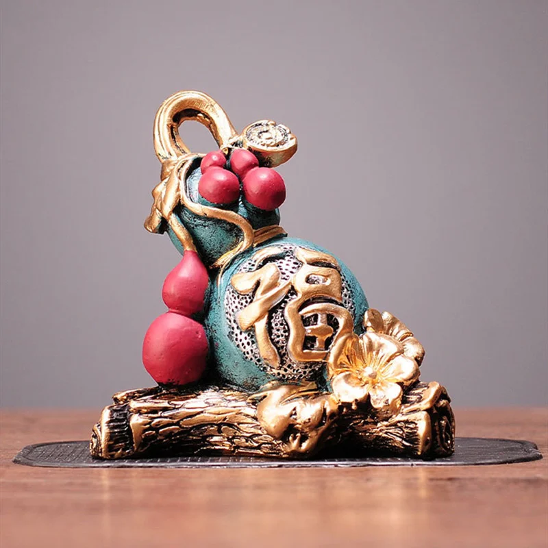 

Gourd Creative Model Feng Shui Decoration Resin Car Accessories Home Living Room Office Tabletop Ornaments Crafts Decor