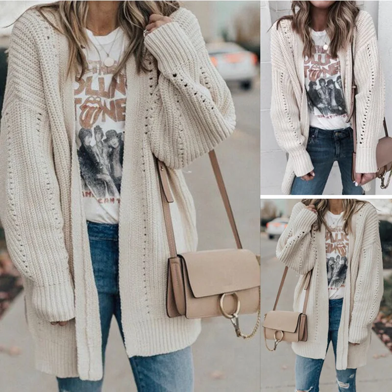 

Sweater 2022 autumn and winter new women's wear hollow long loose cardigan sweater