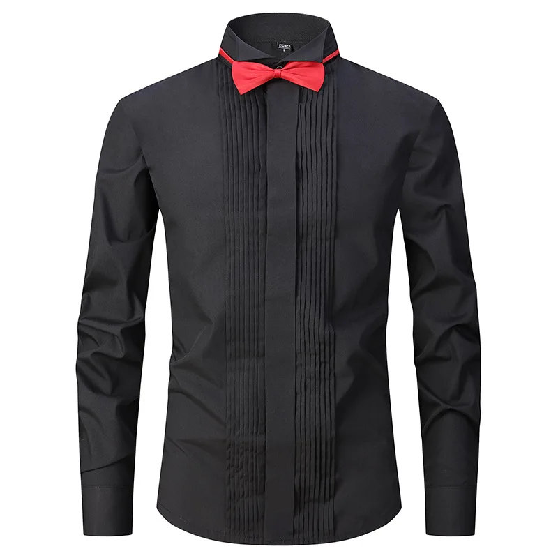 2022 Married Shirt Man Swallows Dress Suit Shirt Cufflinks Plus 6XL Wedding Shirt Long-sleeved Business Mans Party Shirts Spring