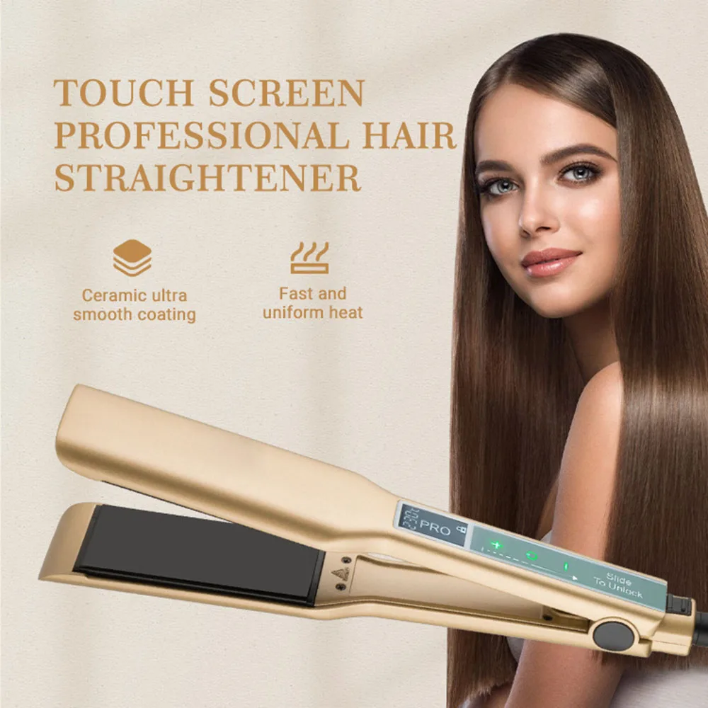 

Professional Hair Straighteners Flat Iron Touch Screen Hair Straightening MCH Wide Plate Keratin Hair Straightener Styling Tools