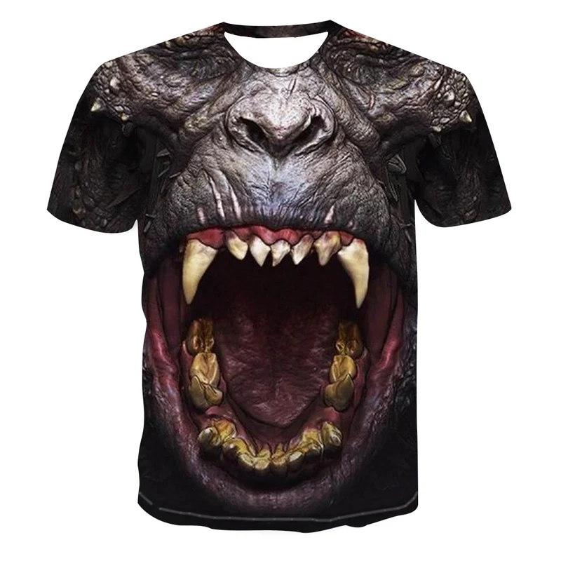 

2022 Latest 3D Men's T-shirt Angry Animal Pattern Men's Street Casual Short-sleeved Men's Summer Fashion Print T-shirt
