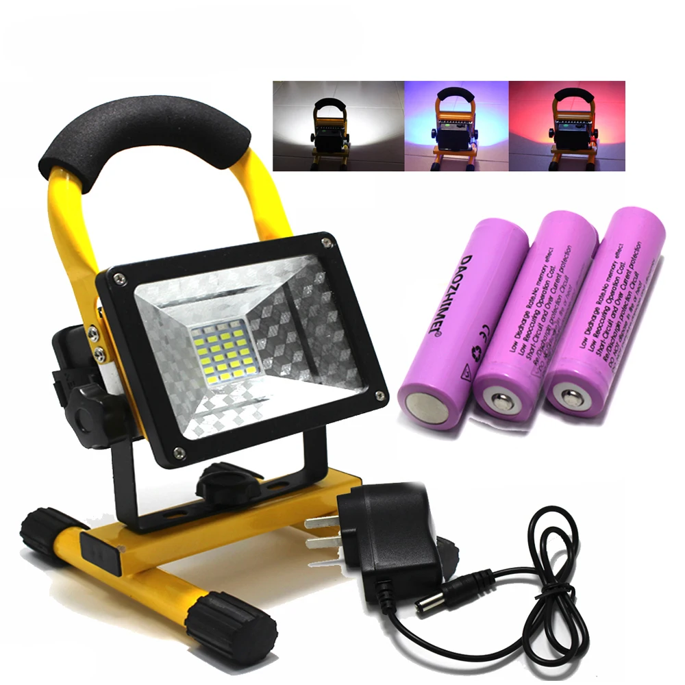 

Light Lights Charger Rechargeable Floodlight Portable Waterproof Flood Battery 3x18650 Led
