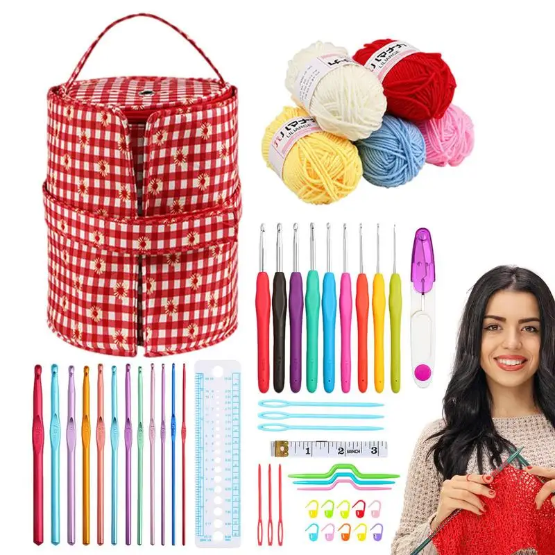 

Knitting Set Knitting Yarn Set Reusable Ergonomic Knitting & Crochet Supplies Beginner Crochet Kit For Crocheting Kids Adults