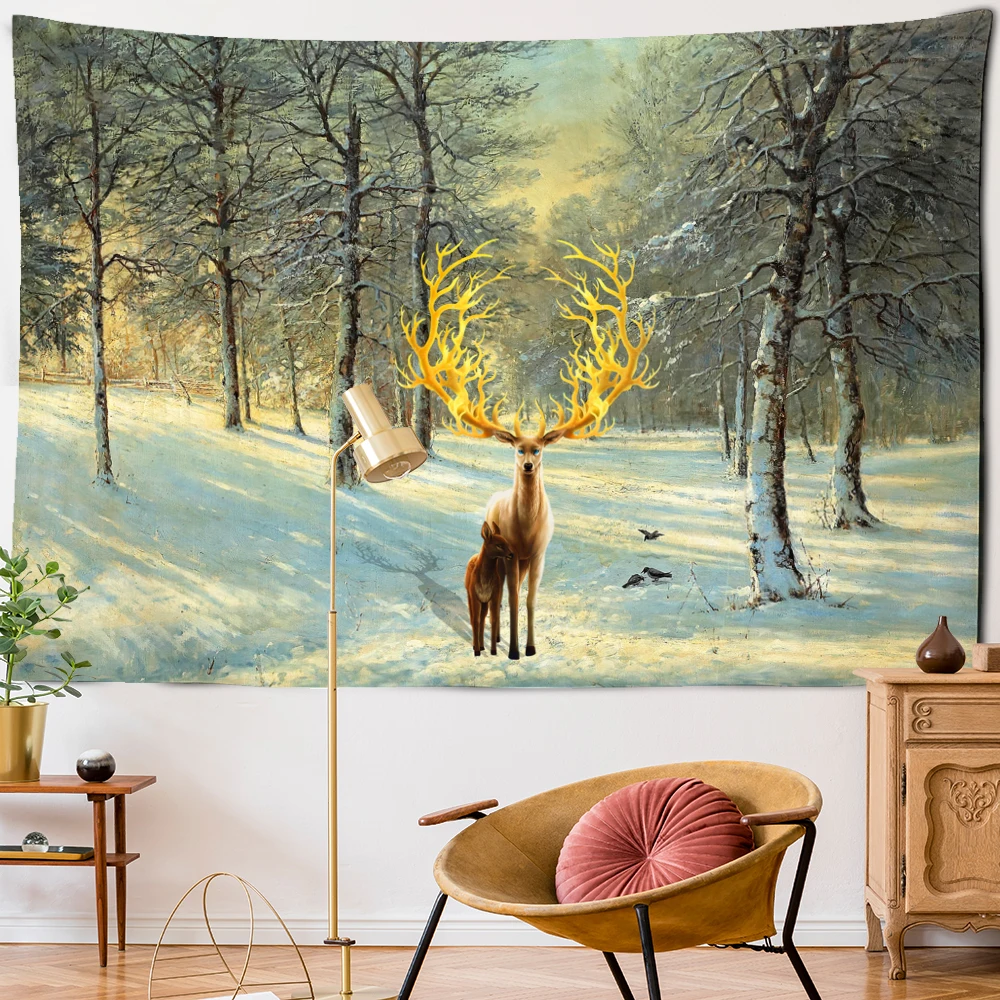 

Colorful Sika Deer Tapestry Wall Hanging Bohemian Style Multi-background Tapestry Psychedelic Interior Home Decor
