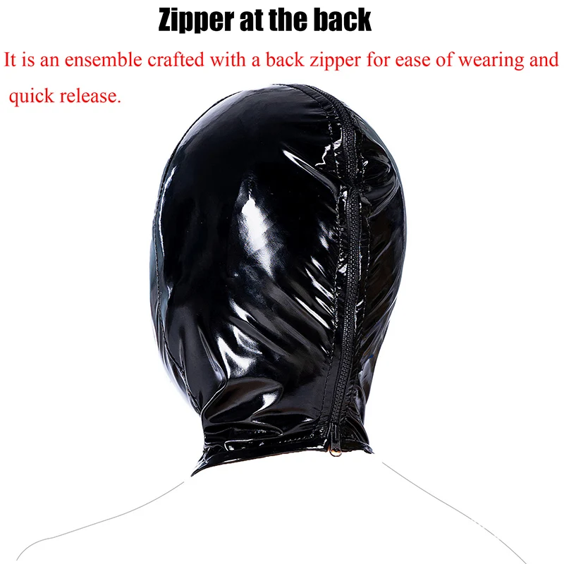 Кожаная маска для БДСМ-капота с открытым ртом и силиконовым шариком |