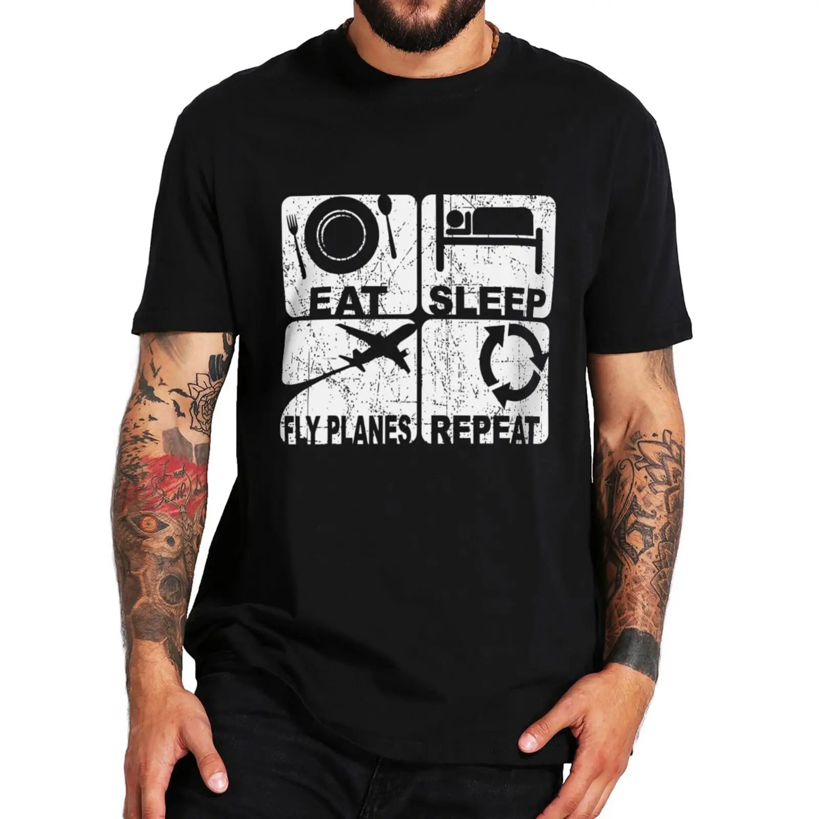 

Eat Fly Repeat T Shirt Retro Pilot Humor Gift Tee Tops For Men 100% Cotton EU Size High Quality Casual Unisex Oversize T-shirts