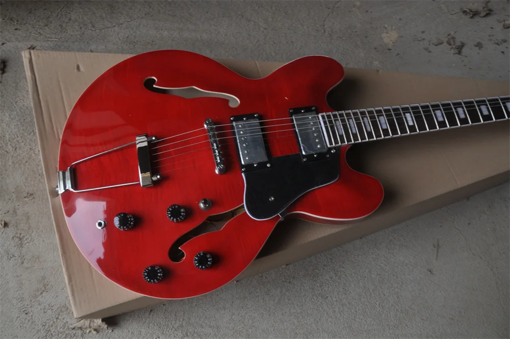 

Полуажурная электрогитара ES 335, модель Jazz, вишнево-красный цвет, Высококачественная гитара, реальные фотографии в наличии 202238